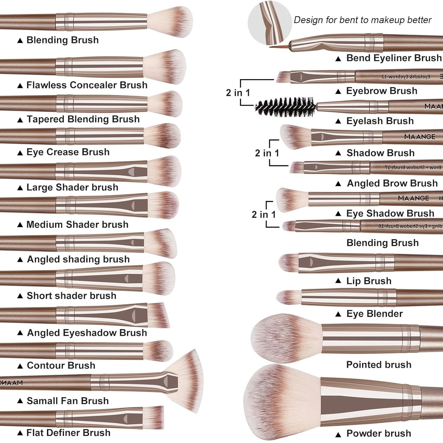 Make up Brushes, 20 Pcs Professional Makeup Brushes Set Foundation Eyeshadow Blush Brush,Travel Kabuki Blending Concealers Face Powder Eye Makeup Brush Sets with Gift Box