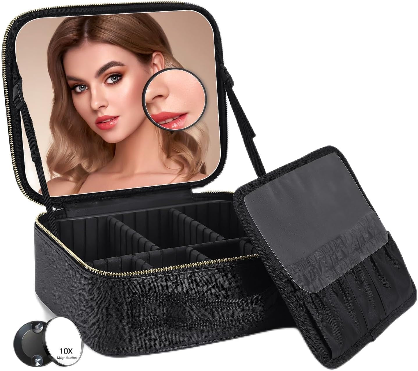 Travel Makeup Bag Make up Case with Mirror Cosmetic Makeup Box Organizer Vanity Case for Women Beauty Tools Accessories Case